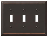 Amerelle Century 163TTTDB Wallplate, 4-15/16 in L, 6-1/2 in W, 3 -Gang, Steel, Aged Bronze